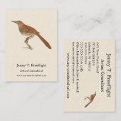 The Brown Thrush of Brown Thrasher, New York Birds Visitekaartje (Voorkant / Achterkant)