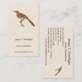 The Brown Thrush of Brown Thrasher, New York Birds Visitekaartje (Voorkant / Achterkant)