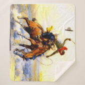 "The Bucker" Westerne kunst van Charles M Russell Sherpa Deken (Voorkant)