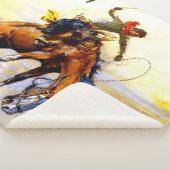 "The Bucker" Westerne kunst van Charles M Russell Sherpa Deken (3/4)