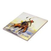 "The Bucker" Westerne kunst van Charles M Russell Tegeltje (Zijkant)
