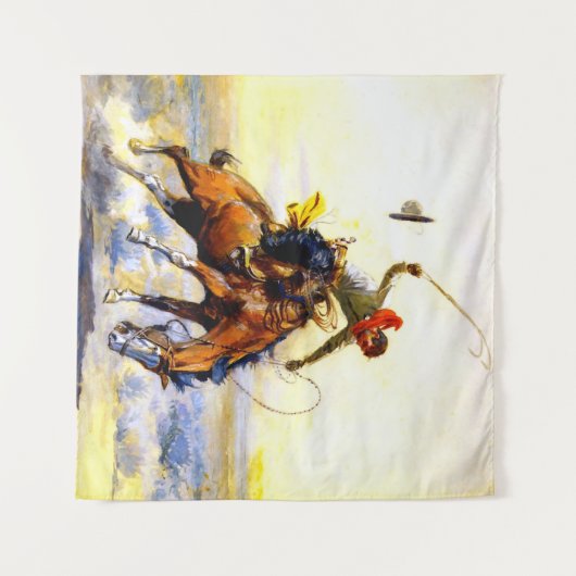 "The Bucker" Westerne kunst van Charles M Russell Wandkleed (Voorkant (horizontaal))