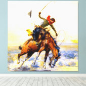 “The Bucker” Westerse kunst van Charles M Russell Canvas Afdruk (Insitu (Houten vloer))