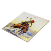 “The Bucker” Westerse kunst van Charles M Russell Tegeltje (Zijkant)