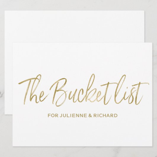 "The bucket list" Wedding Sign | Stijlvolle Golden (Voorkant / Achterkant)