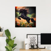The Bucking Black Stallion Poster on 24x24 Poster (Thuiskantoor)