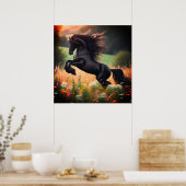 The Bucking Black Stallion Poster on 24x24 Poster (Keuken)