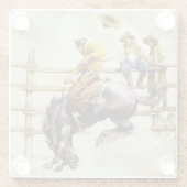 "The Bucking Bronco" door NC Wyeth Glazen Onderzetter (Achterkant)