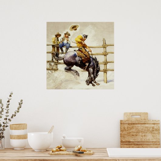 "The Bucking Bronco" door NC Wyeth Poster (Keuken)