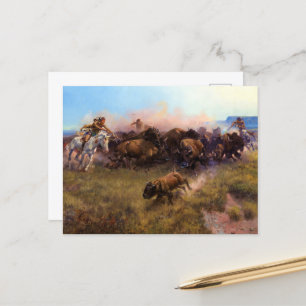 The Buffalo Hunt, No.39 door Charles M. Russell Briefkaart