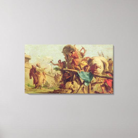 The Building of the Trojan Horse, c.1760 Canvas Afdruk (Voorkant)