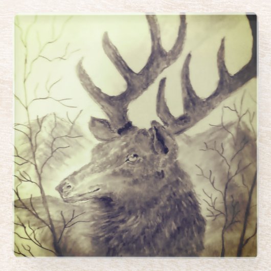 The Bull Elk Glazen Onderzetter (Voorkant)