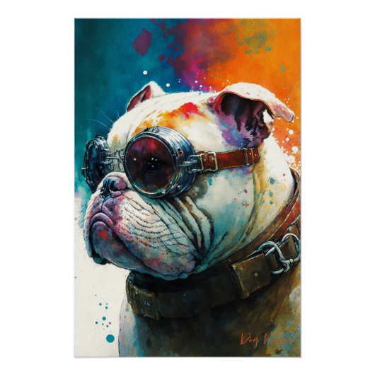 The Bulldog With Sunglasses - Composition 010 Perfect Poster (Voorkant)