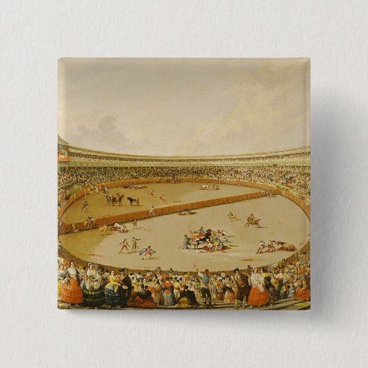 The Bullgevecht Vierkante Button 5,1 Cm (Voorkant)