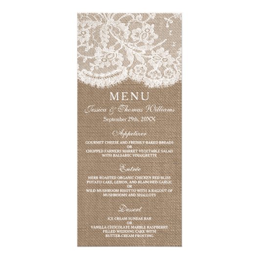 The Burlap & Lace Wedding Collectie - Menu (Voorkant)