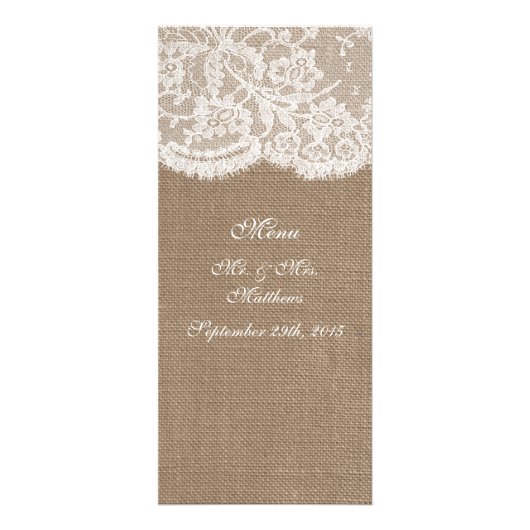 The Burlap & Lace Wedding Collectie - Menu (Achterkant)