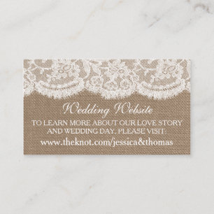 The Burlap & Lace Wedding Collectie Website Kaarte Informatiekaartje