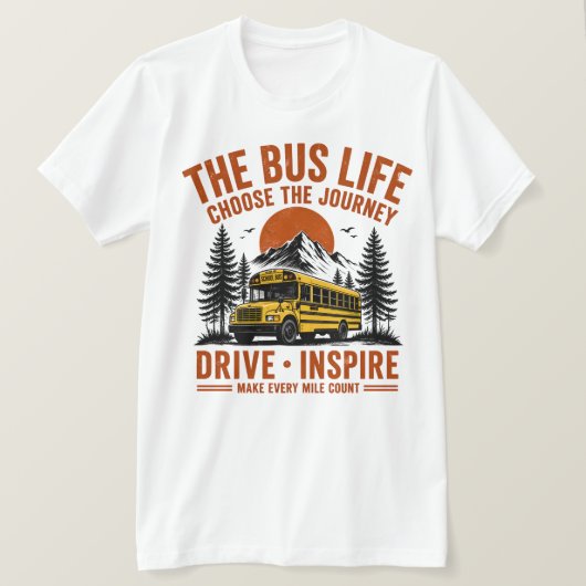 The Bus Life Retro Mountain Adventure T-Shirt - Ch (Design voorkant)