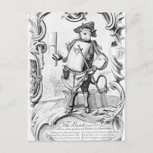 The Butcher, publiceerde 1746 Briefkaart (Voorkant)