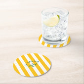 The Cabin Club Custom Crest Gele Parkstreep Ronde Kartonnen Onderzetter (Insitu)