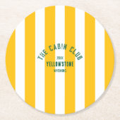 The Cabin Club Custom Crest Gele Parkstreep Ronde Kartonnen Onderzetter (Voorkant)