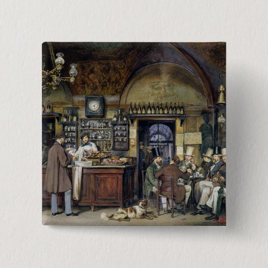 The Cafe in Rome, 1856 Vierkante Button 5,1 Cm (Voorkant)