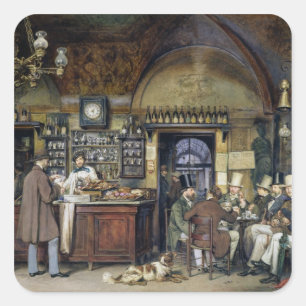 The Cafe in Rome, 1856 Vierkante Sticker
