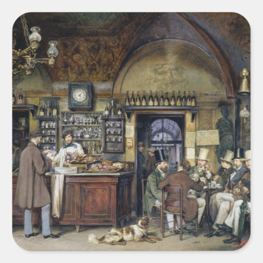 The Cafe in Rome, 1856 Vierkante Sticker (Voorkant)
