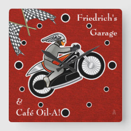 The Cafe Racer (gepersonaliseerd) - Sq. Vierkante Klok