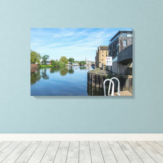 The Calder & Hebble Navigation, Wakefield Canvas Afdruk (Insitu (Houten vloer))