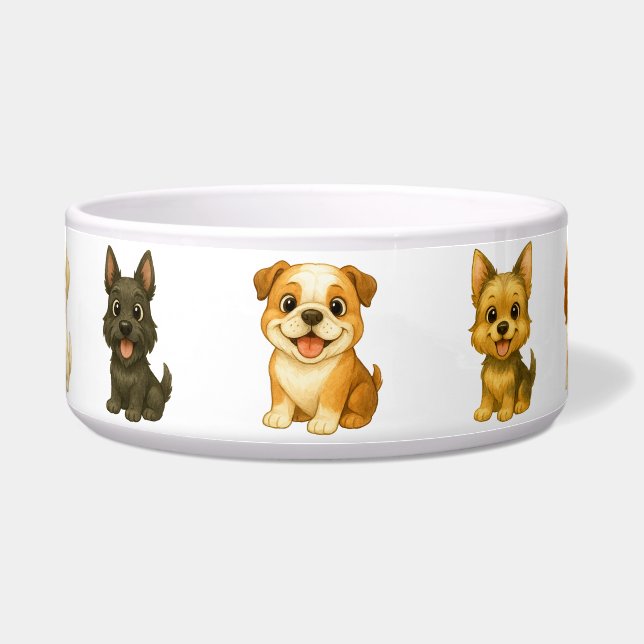 The "Canine Cavalcade" Menagerie: Diverse Breeds Voerbakje (Voorkant)