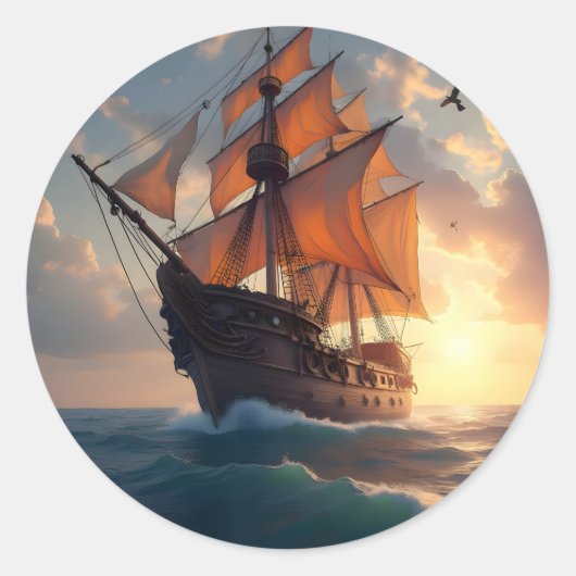 The Captain's Pride – Klassieke Scheepskunst Ronde Sticker (Voorkant)