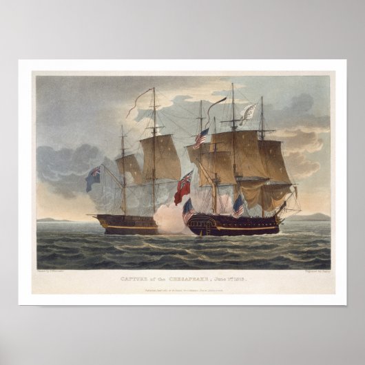 The Capture of the Chesapeake, 1 juni 1813, engr Poster (Voorkant)