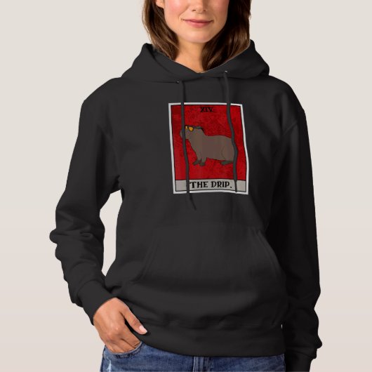 The Capybara Drip Tarot Card Semi Aquatic Big Rode Hoodie (Voorkant)