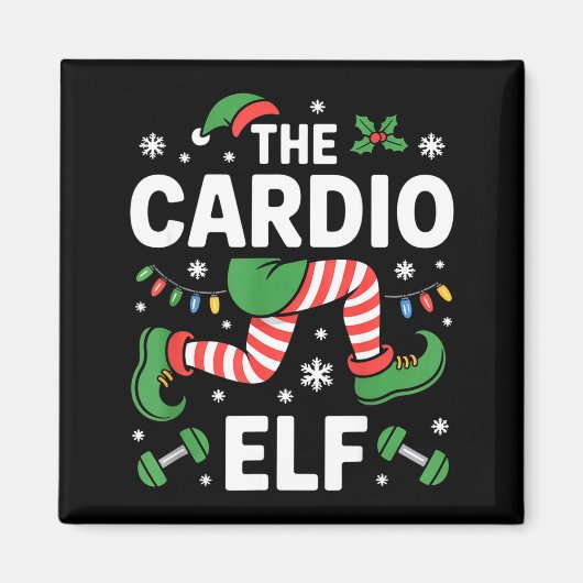The Cardio Elf Funny Fitness Christmas Gym Workout Magneet (Voorkant)