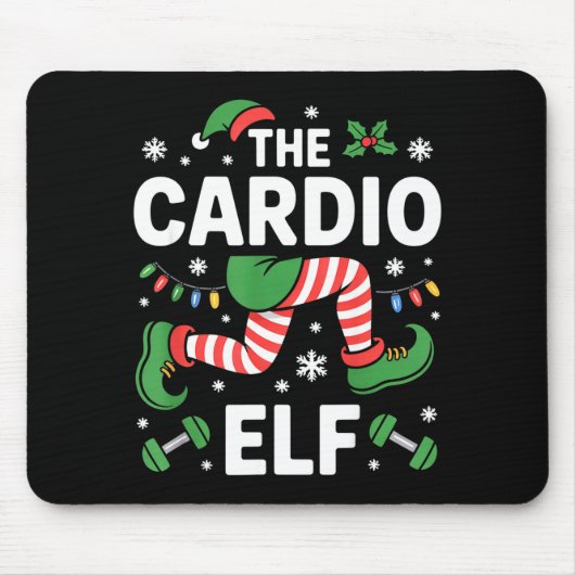 The Cardio Elf Funny Fitness Christmas Gym Workout Muismat (Voorkant)