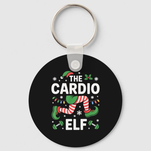 The Cardio Elf Funny Fitness Christmas Gym Workout Sleutelhanger (Voorkant)