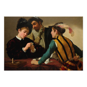 The Cardsharps, 1595, van Caravaggio Foto Afdruk
