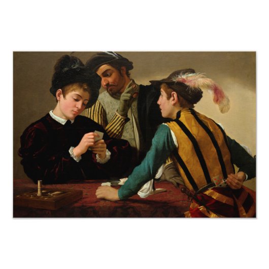 The Cardsharps, 1595, van Caravaggio Foto Afdruk (Voorkant)