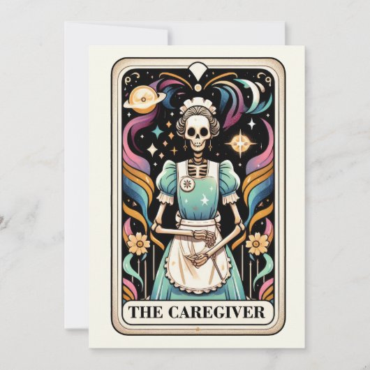 The Caregiver Tarot Card Mother's Day Skeleton Kaart (Voorkant)