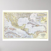 " The Caribbean: 1947 and countries MAP ... Poster (Voorkant)