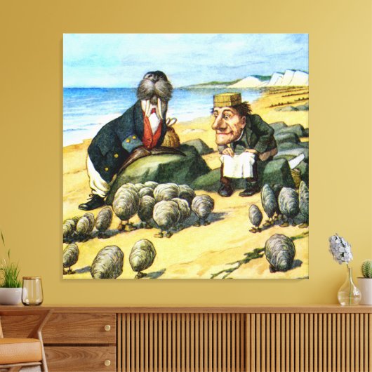 The Carpenter and the Walrus in Wonderland Canvas Afdruk (Insitu (Woonkamer))
