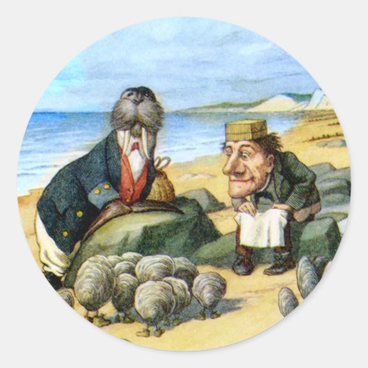 The Carpenter and the Walrus in Wonderland Ronde Sticker (Voorkant)