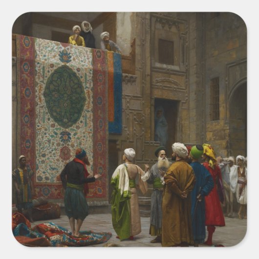 The Carpet Merchant, c.1887 (olie op canvas) Vierkante Sticker (Voorkant)