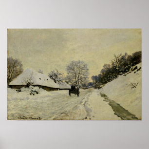The Cart, of Road under Snow at Honfleur, 1865 Poster