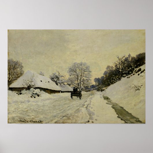 The Cart, of Road under Snow at Honfleur, 1865 Poster (Voorkant)