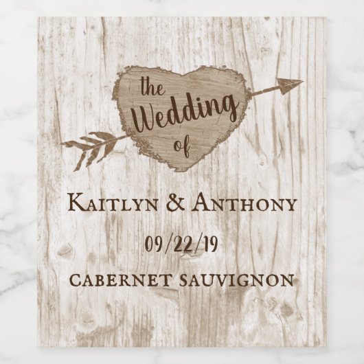 The Carved Heart Tree Trouwcollectie Wijn Etiket (Enkel label)