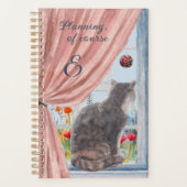 The Cat at the Window Schilderachtig Flowers Calen Planner (Voorkant)