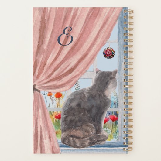 The Cat at the Window Schilderachtig Flowers Calen Planner (Achterkant)