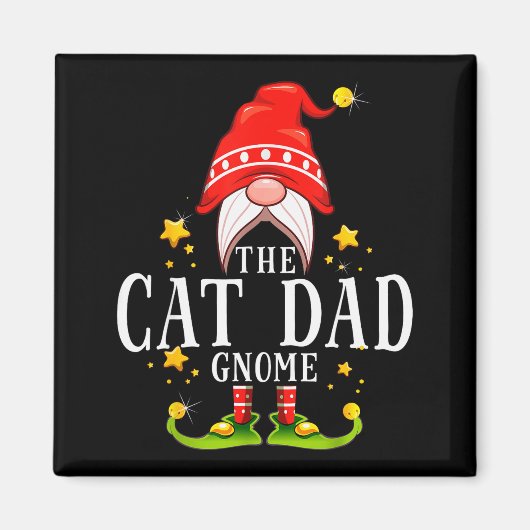 The Cat Dad Gnome Christmas Matching For Men Women Magneet (Voorkant)